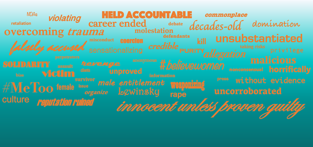 Words and phrases commonly used during the #MeToo movement